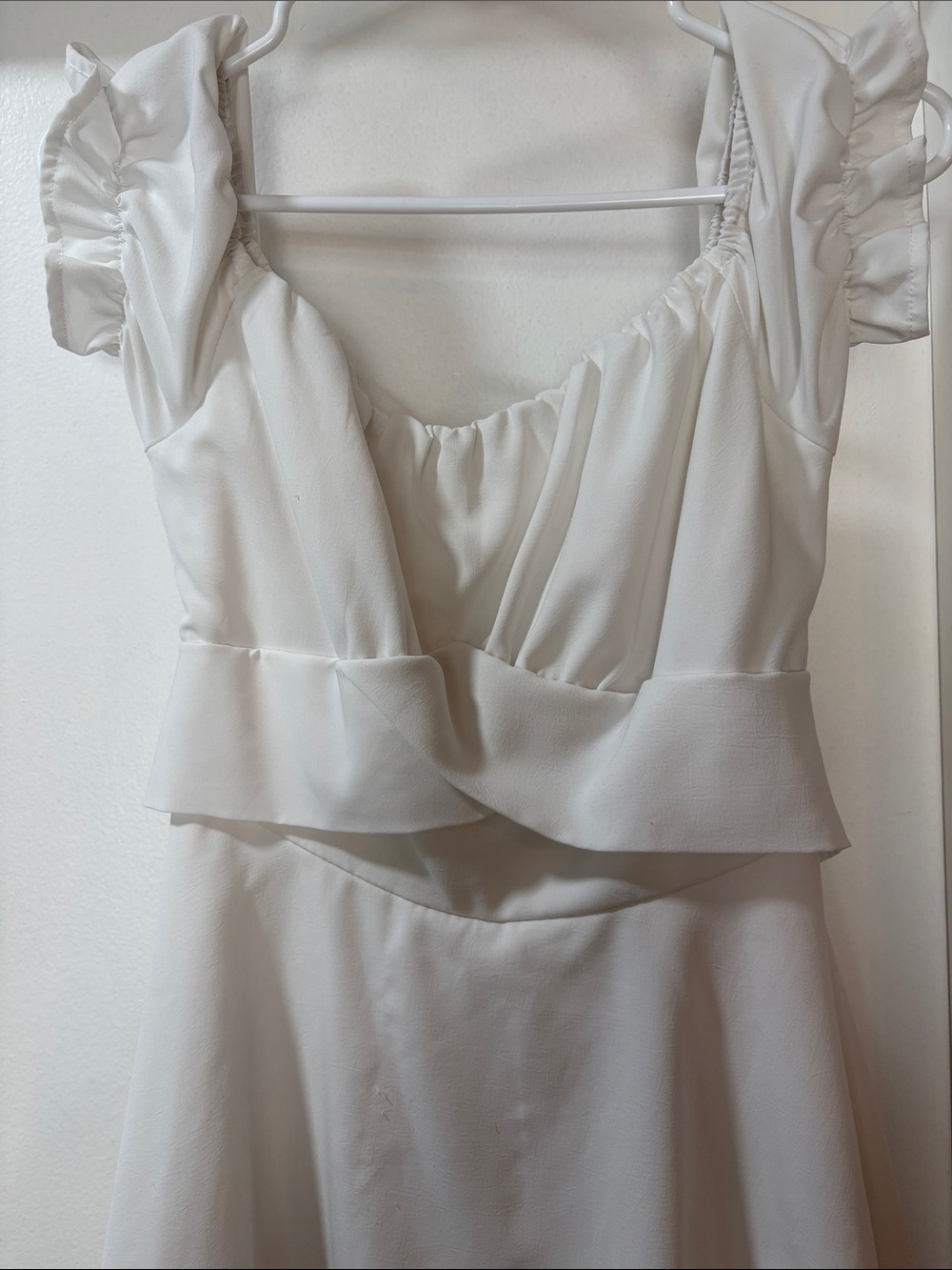 Ivory Ruffle V-Neck Mini Dress - Picture 2 of 16